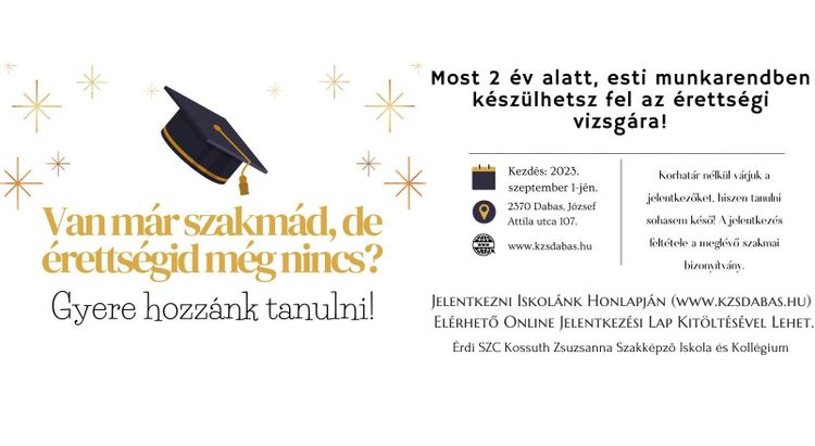 Szakma utáni érettségire felkészítő képzés felnőttek számára